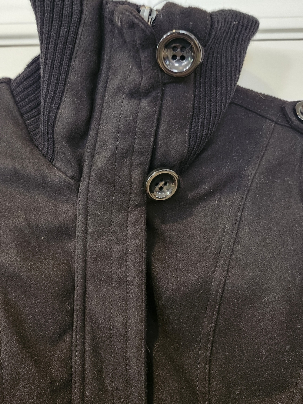 Ashley By 26 International Black Short Pea Coat with Ribbed Collar - Picture 2 of 7